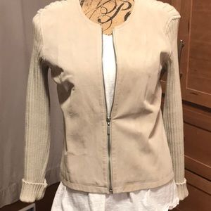 Liz Claiborne Leather Front Knit Back Jacket Size Small